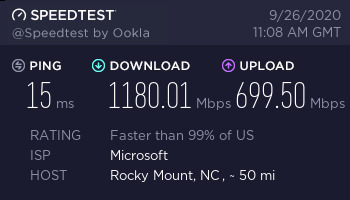 speedtest results