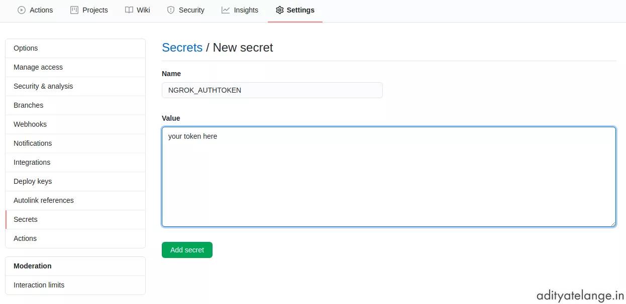 setting secrets in github actions