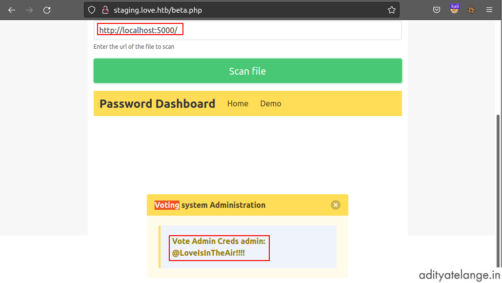 “Leaked Credentials on port localhost:5000”